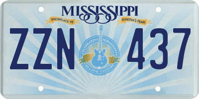 MS license plate ZZN437