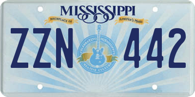 MS license plate ZZN442