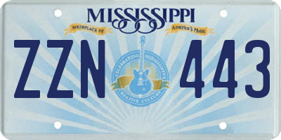 MS license plate ZZN443