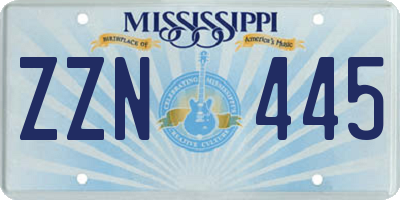 MS license plate ZZN445