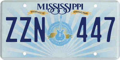 MS license plate ZZN447
