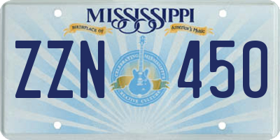 MS license plate ZZN450