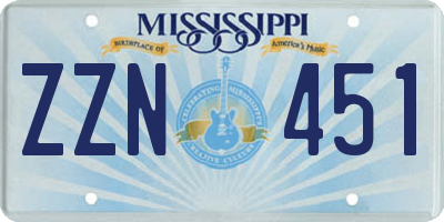 MS license plate ZZN451
