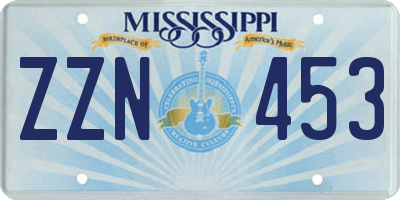 MS license plate ZZN453