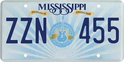 MS license plate ZZN455