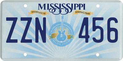 MS license plate ZZN456
