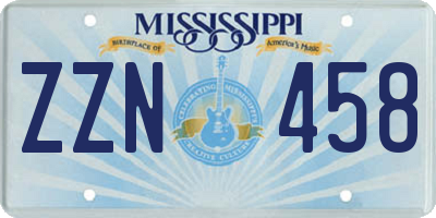 MS license plate ZZN458