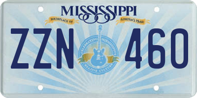 MS license plate ZZN460