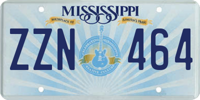 MS license plate ZZN464