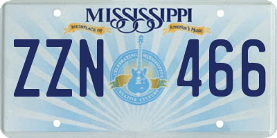 MS license plate ZZN466