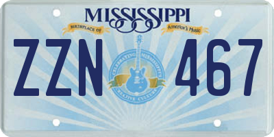 MS license plate ZZN467