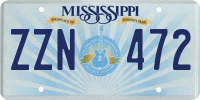 MS license plate ZZN472