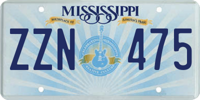 MS license plate ZZN475