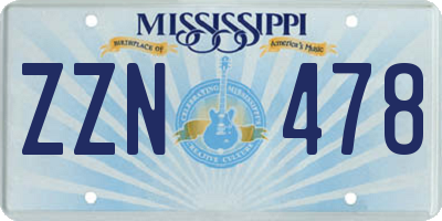 MS license plate ZZN478