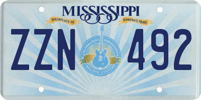MS license plate ZZN492