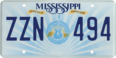 MS license plate ZZN494