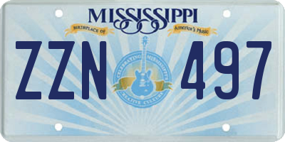MS license plate ZZN497