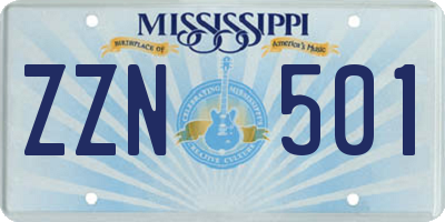 MS license plate ZZN501