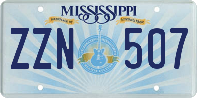 MS license plate ZZN507