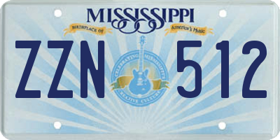 MS license plate ZZN512