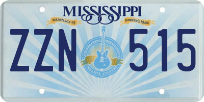 MS license plate ZZN515