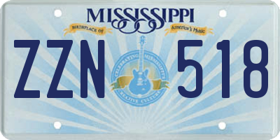 MS license plate ZZN518