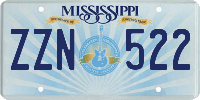 MS license plate ZZN522
