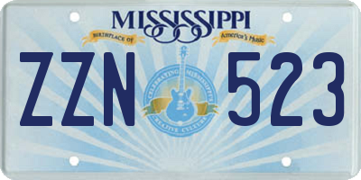 MS license plate ZZN523