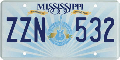 MS license plate ZZN532