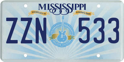 MS license plate ZZN533