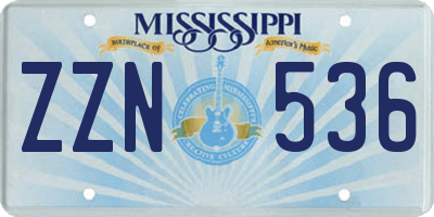 MS license plate ZZN536