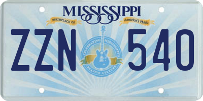 MS license plate ZZN540
