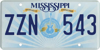 MS license plate ZZN543