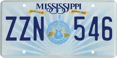 MS license plate ZZN546