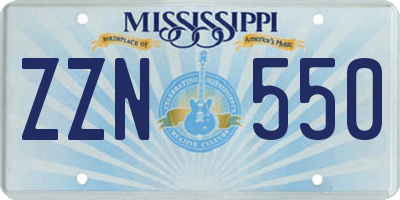 MS license plate ZZN550