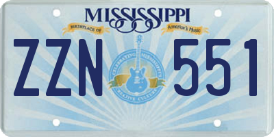 MS license plate ZZN551