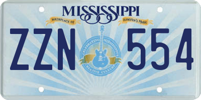 MS license plate ZZN554