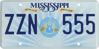 MS license plate ZZN555