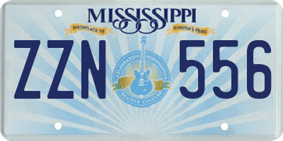 MS license plate ZZN556