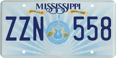 MS license plate ZZN558