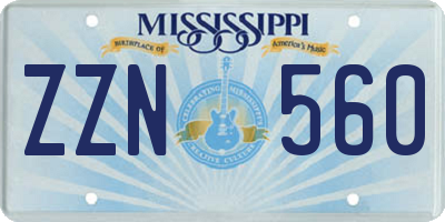 MS license plate ZZN560