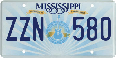 MS license plate ZZN580