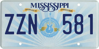 MS license plate ZZN581