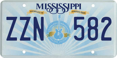 MS license plate ZZN582