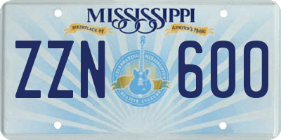 MS license plate ZZN600