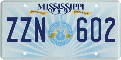 MS license plate ZZN602