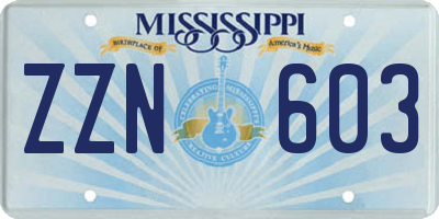 MS license plate ZZN603