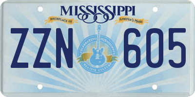MS license plate ZZN605