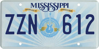 MS license plate ZZN612