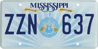 MS license plate ZZN637
